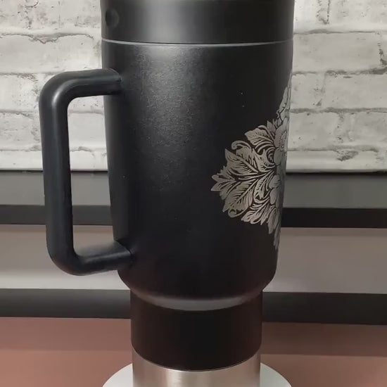 Fifty Fifty 30oz Mug - Laser Engraved Tumbler with Skull design
