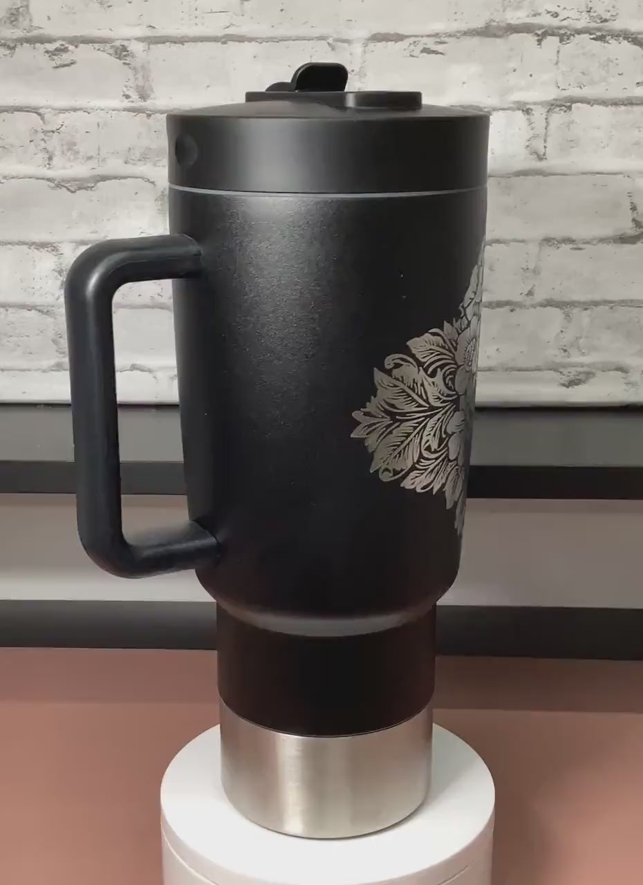 Fifty Fifty 30oz Mug - Laser Engraved Tumbler with Skull design