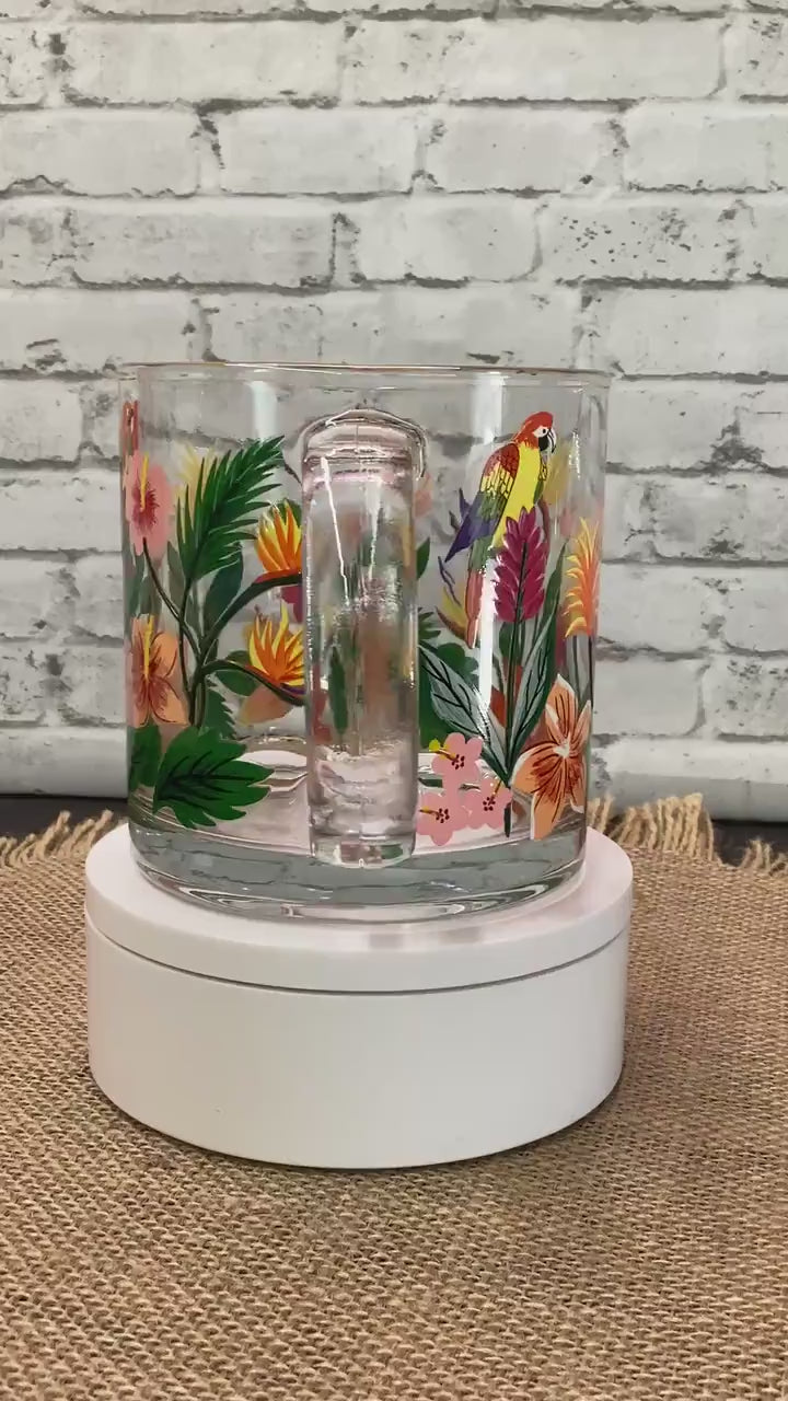 Hand Painted Clear Glass Mug: 20 oz Acrylic Art