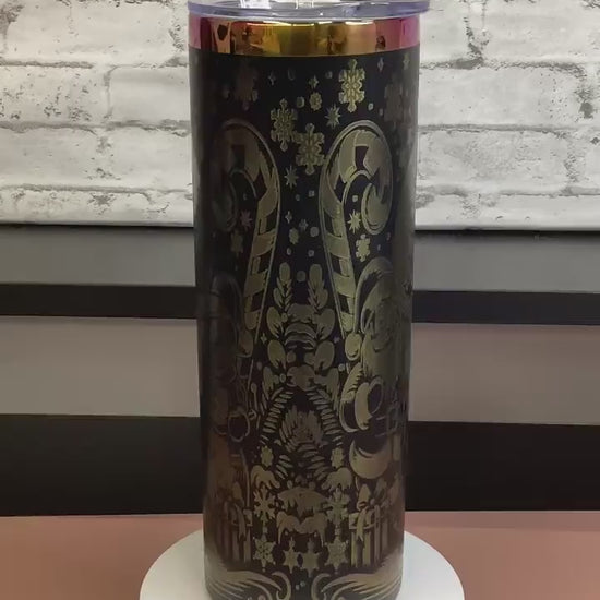 20oz Christmas Rainbow Laser Engraved Tumbler