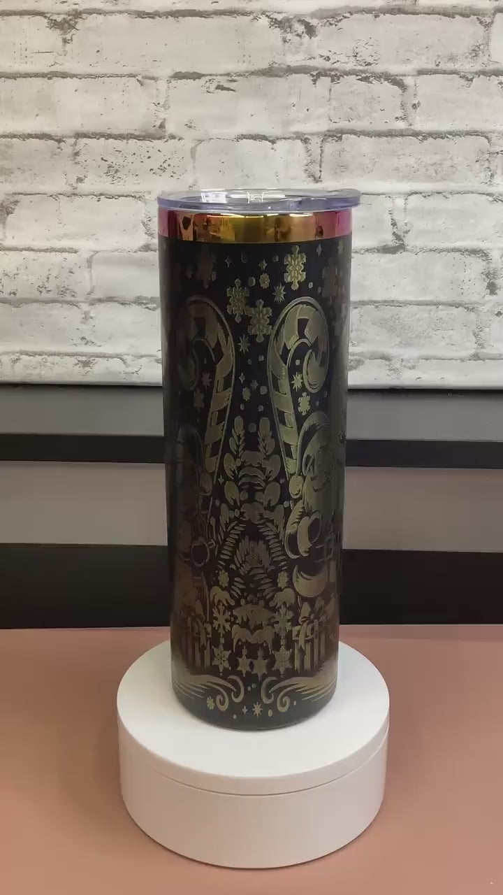 20oz Christmas Rainbow Laser Engraved Tumbler